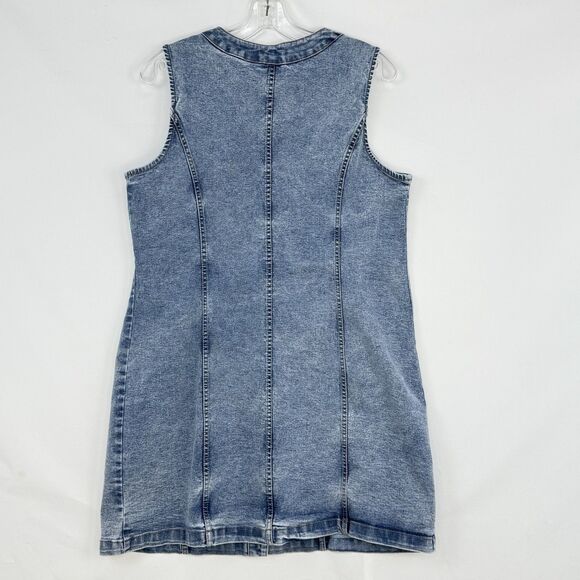 Frye Ladies Denim Mini Dress Size Large Light Wash Sleeveless NEW - Picture 8 of 16